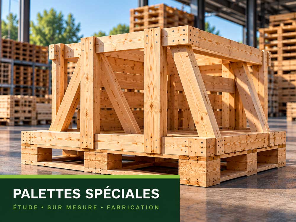 Palette spéciale en bois fabriquée sur mesure par Europe Bois